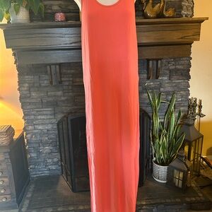 BCBGMaxAzria Orange Sleeveless Sheath Maxi Dress